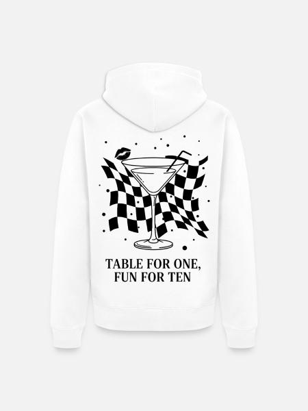 Table For One Martini Party - Unisex Premium Organic Zip Hoodie - white