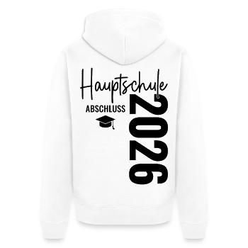 Hauptschulabschluss 2026 - Hauptschule Abschluss  - Unisex Premium Bio Zip Hoodie - Weiß - Hinten - Thijin (182cm)