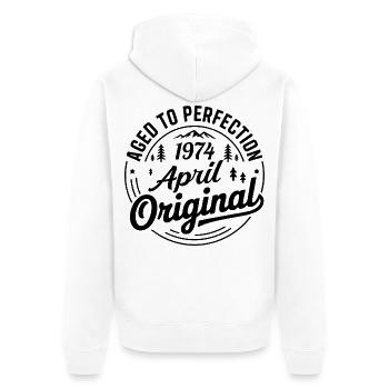 April 1974 – Legende der Gipfel und Berge - Unisex Premium Bio Zip Hoodie - Weiß - Hinten - Thijin (182cm)