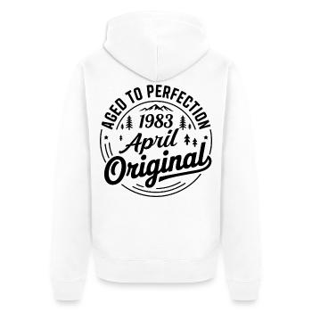April 1983 – Legend of the Peaks and Mountains - Unisex Premium Organic Zip Hoodie - white - Back - Thijin (182cm)