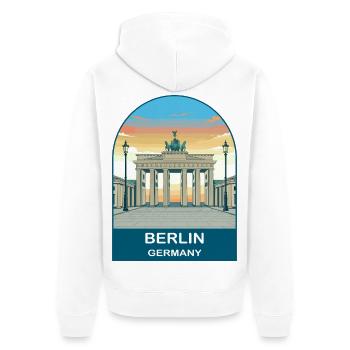 Berlin Allemagne Tour TV Art de voyage vintage - Veste à capuche bio Premium Unisexe - blanc - Dos - Thijin (182cm)