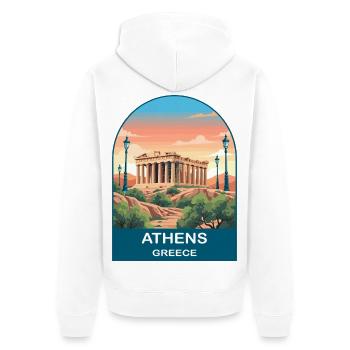 Athens Greece Vintage Travel Poster Art - Unisex Premium Organic Zip Hoodie - white - Back - Thijin (182cm)