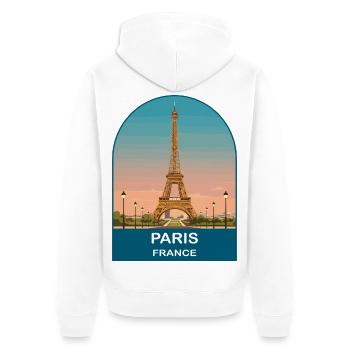 Paris France Affiche de voyage vintage de la Tour Eiffel - Veste à capuche bio Premium Unisexe - blanc - Dos - Thijin (182cm)