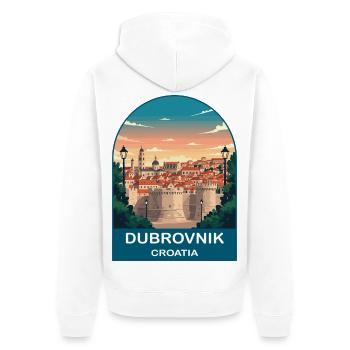 Poster de voyage vintage de Dubrovnik Croatia - Veste à capuche bio Premium Unisexe - blanc - Dos - Thijin (182cm)