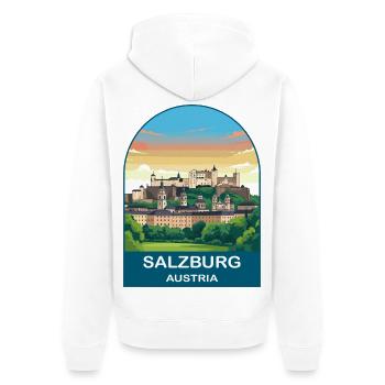 Salzburg Austria Vintage Travel Poster Art - Unisex Premium Organic Zip Hoodie - white - Back - Thijin (182cm)