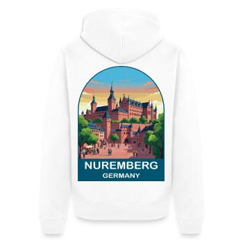 Nuremberg Germany Vintage Travel Poster Art - Unisex Premium Organic Zip Hoodie - white - Back - Thijin (182cm)