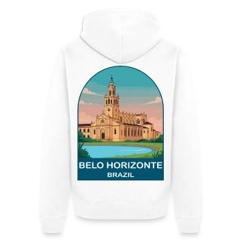Affiche de voyage vintage à Belo Horizonte, Brésil - Veste à capuche bio Premium Unisexe - blanc - Dos - Thijin (182cm)