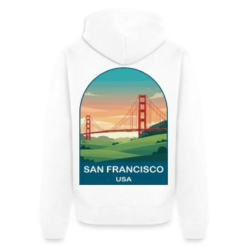 San Francisco USA Vintage Travel Poster - Unisex Premium Organic Zip Hoodie - white - Back - Thijin (182cm)