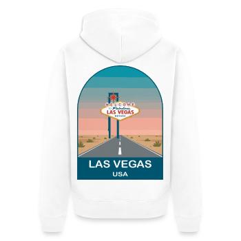 Art d’affiches de voyage vintage à Las Vegas USA - Veste à capuche bio Premium Unisexe - blanc - Dos - Thijin (182cm)