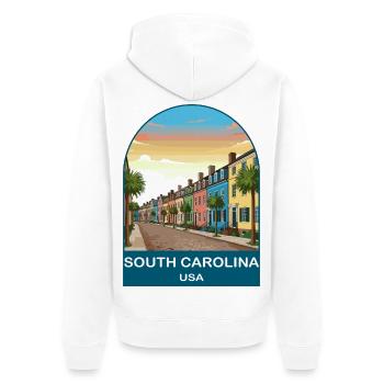 South Carolina USA Vintage-Reiseplakat - Unisex Premium Bio Zip Hoodie - Weiß - Hinten - Thijin (182cm)