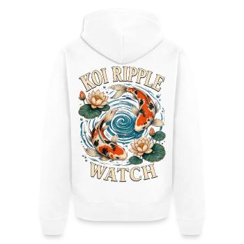 KOI RIPPLE WATCH - Unisex Premium Bio Zip Hoodie - Weiß - Hinten - Thijin (182cm)