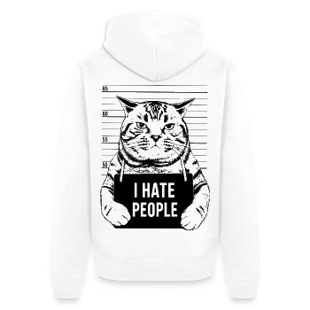 Cadeau pour chats amoureux Je déteste les gens - Veste à capuche bio Premium Unisexe - blanc - Dos - Thijin (182cm)