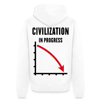 Civilization In Progress (Civilization POS Red 2C) - Unisex Premium Organic Zip Hoodie - white - Back - Thijin (182cm)