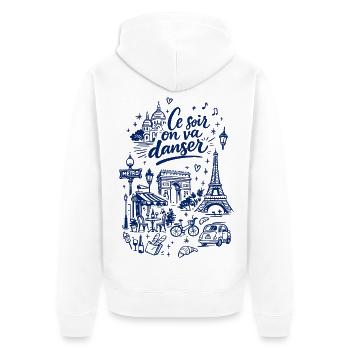 Ce soir on va danser Paris - Unisex Premium Bio Zip Hoodie - Weiß - Hinten - Thijin (182cm)