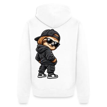 Paresseux gangster cool dans le style streetwear - Veste à capuche bio Premium Unisexe - blanc - Dos - Thijin (182cm)