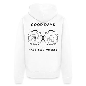 GOOD DAYS HAVE TWO WHEELS – Fahrrad Design - Unisex Premium Bio Zip Hoodie - Weiß - Hinten - Thijin (182cm)