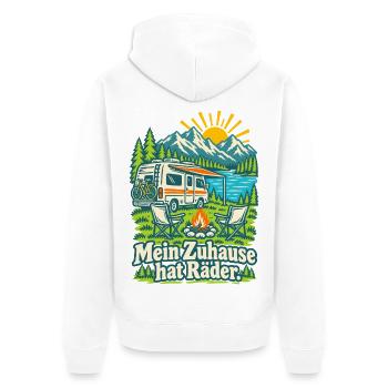 Mein Zuhause hat Räder Wohnmobil - Unisex Premium Bio Zip Hoodie - Weiß - Hinten - Thijin (182cm)