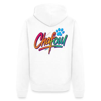 Logo #3: Le ChaFou Youtube - Unisex Premium Bio Zip Hoodie - Weiß - Hinten - Thijin (182cm)