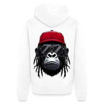 Cool Gorilla Hip Hop Rap Rappeur Lunettes de soleil - Veste à capuche bio Premium Unisexe - blanc - Dos - Thijin (182cm)
