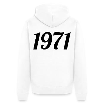 1971 Vintage 1971 Anniversaire Rétro 1971 Cadeau - Veste à capuche bio Premium Unisexe - blanc - Dos - Thijin (182cm)