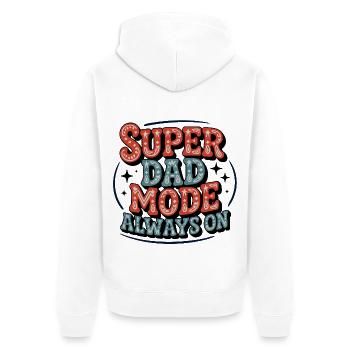 Super Dad Mode Super Dad Mode Always On - Unisex Premium Organic Zip Hoodie - white - Back - Thijin (182cm)