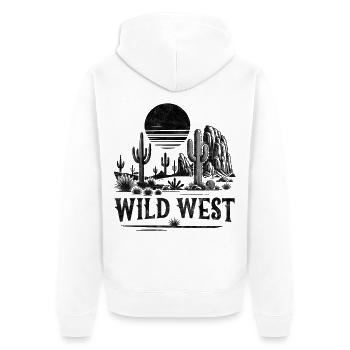 Wild West - Unisex Premium Organic Zip Hoodie - white - Back - Thijin (182cm)