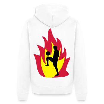 Fussball Feuer - Unisex Premium Bio Zip Hoodie - Weiß - Hinten - Thijin (182cm)