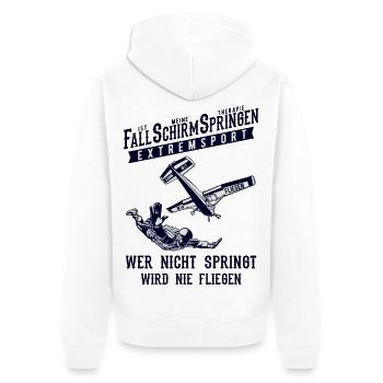 Fallschirmspringen Extremsport - Unisex Premium Bio Zip Hoodie - Weiß - Hinten - Thijin (182cm)