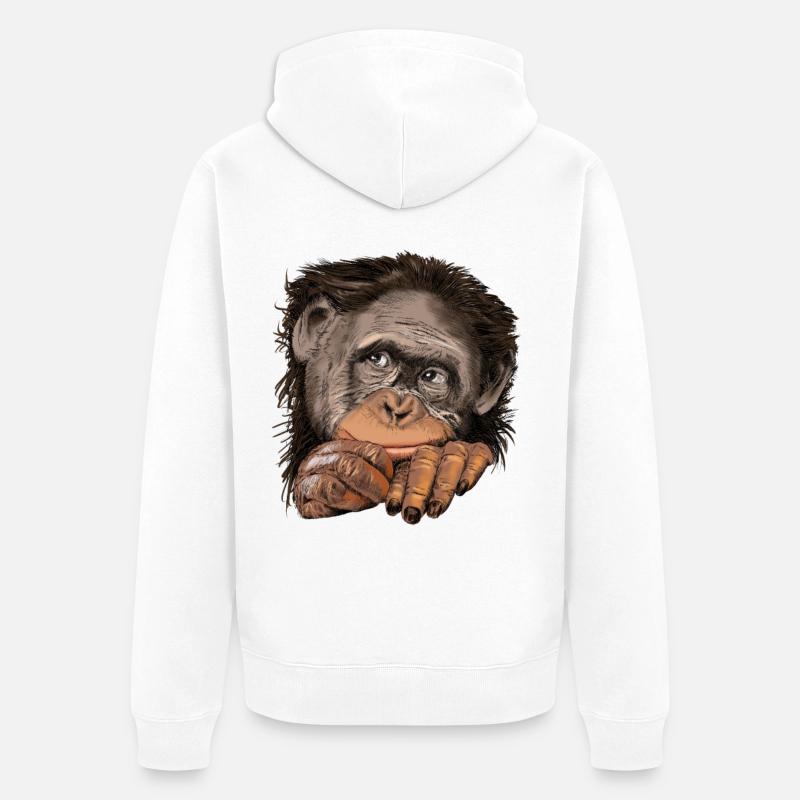 Monkey - Veste à capuche bio Premium Unisexe - blanc