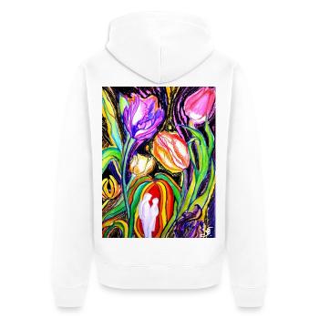 EG Blumen I Tulpen I Geburtstag I Zeichnung - Unisex Premium Bio Zip Hoodie - Weiß - Hinten - Thijin (182cm)