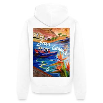 EG Urlaub I Cran Canaria I aquarelle - Veste à capuche bio Premium Unisexe - blanc - Dos - Thijin (182cm)