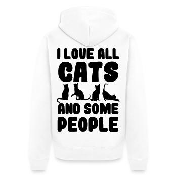 I love all cats and some people* - Unisex Premium Organic Zip Hoodie - white - Back - Thijin (182cm)