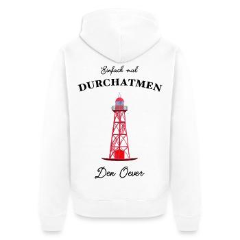 Leuchtturm Den Oever, Niederlande - Unisex Premium Bio Zip Hoodie - Weiß - Hinten - Thijin (182cm)