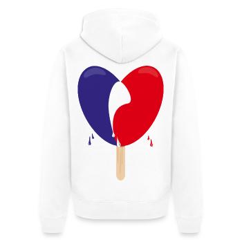 Flagge von Frankreich mit Herz. - Unisex Premium Bio Zip Hoodie - Weiß - Hinten - Thijin (182cm)