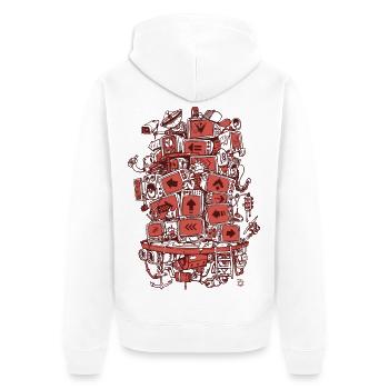 TV Project 2 Farben - Unisex Premium Bio Zip Hoodie - Weiß - Hinten - Thijin (182cm)