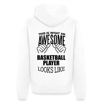 Basketball - Unisex Premium Bio Zip Hoodie - Weiß - Hinten - Thijin (182cm)