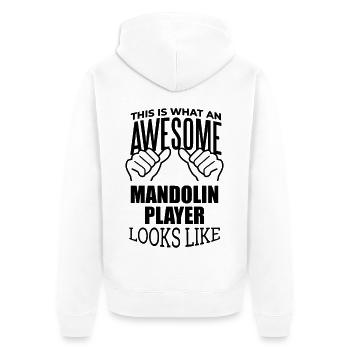 Mandoline - Unisex Premium Bio Zip Hoodie - Weiß - Hinten - Thijin (182cm)