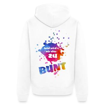 Jetzt wird´s mir aber zu bunt - bunter Farbklecks  - Unisex Premium Bio Zip Hoodie - Weiß - Hinten - Thijin (182cm)