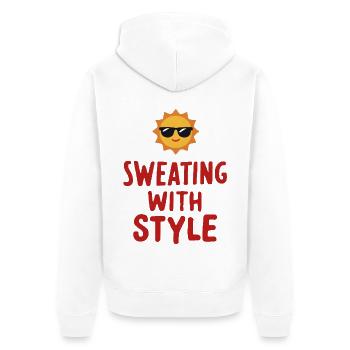 Sweating with Style - Unisex Premium Bio Zip Hoodie - Weiß - Hinten - Thijin (182cm)