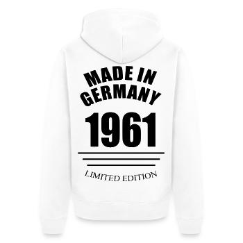 made in germany 1961 limited edition - Unisex Premium Bio Zip Hoodie - Weiß - Hinten - Thijin (182cm)