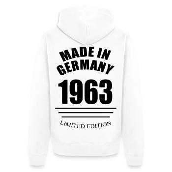 Made in Germany 1963 limited edition - Unisex Premium Bio Zip Hoodie - Weiß - Hinten - Thijin (182cm)