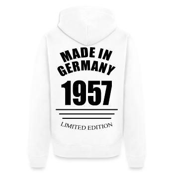 made in germany 1957 limited edition - Unisex Premium Bio Zip Hoodie - Weiß - Hinten - Thijin (182cm)