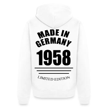 made in germany 1958 limited edition - Unisex Premium Bio Zip Hoodie - Weiß - Hinten - Thijin (182cm)