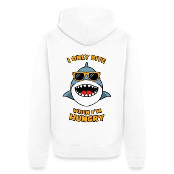 Je ne mords que quand j’ai faim - Veste à capuche bio Premium Unisexe - blanc - Dos - Thijin (182cm)