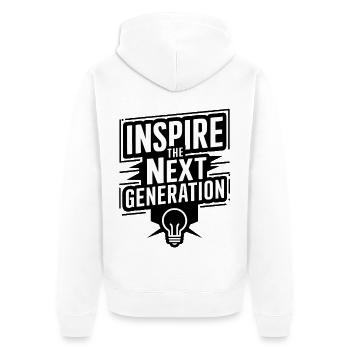 Inspire the Next Generation - Unisex Premium Bio Zip Hoodie - Weiß - Hinten - Thijin (182cm)