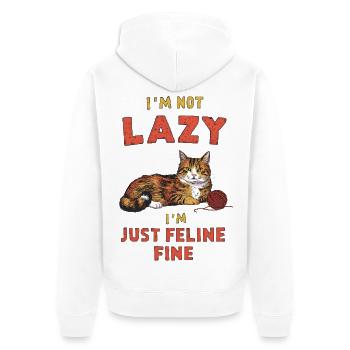 Not Lazy, Feline Fine - Unisex Premium Organic Zip Hoodie - white - Back - Thijin (182cm)