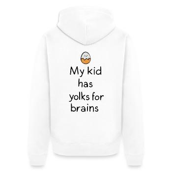 My Kid Has Yolks for Brains - Unisex Premium Organic Zip Hoodie - white - Back - Thijin (182cm)