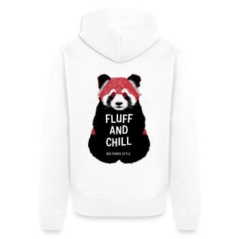 Fluff and Chill – Red Panda Style - Unisex Premium Bio Zip Hoodie - Weiß - Hinten - Thijin (182cm)
