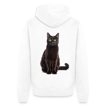 Black Elegant Cat – Stylish, Mysterious - Unisex Premium Organic Zip Hoodie - white - Back - Thijin (182cm)