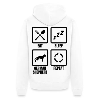 German Shepherd Daily Routine - Unisex Premium Organic Zip Hoodie - white - Back - Thijin (182cm)